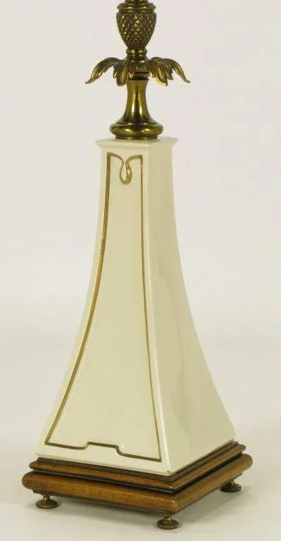 Stiffel Porcelain Obelisk & Decorative Brass Table Lamps - a Pair - 6