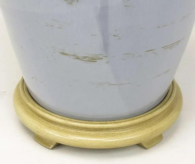 Periwinkle Blue Vintage Glazed Urn-Form Table Lamps - a Pair - 7