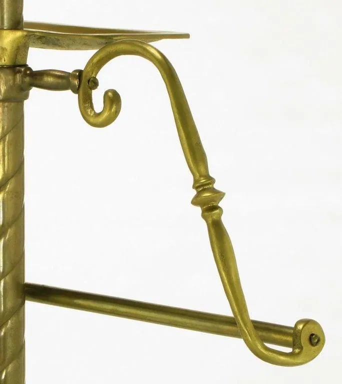 Spiral Brass Valet With Brass Ball Finial & Tray on Tripod Base - 5