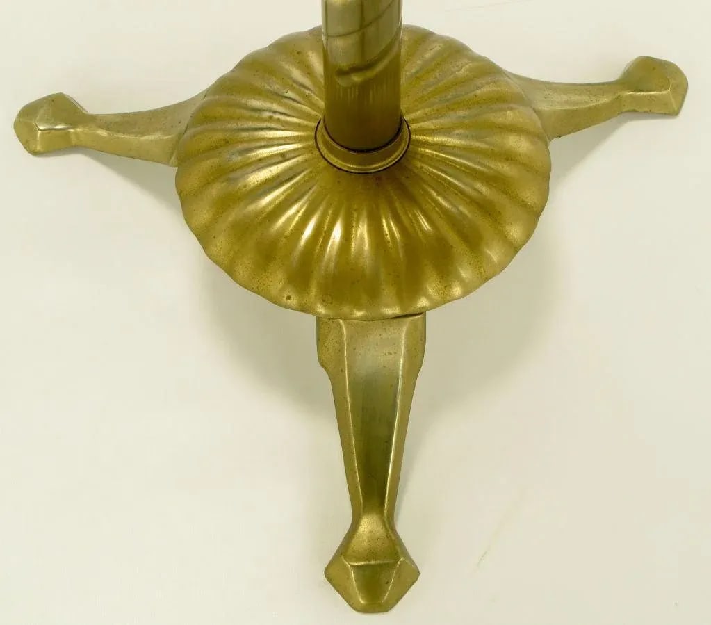 Spiral Brass Valet With Brass Ball Finial & Tray on Tripod Base - 6