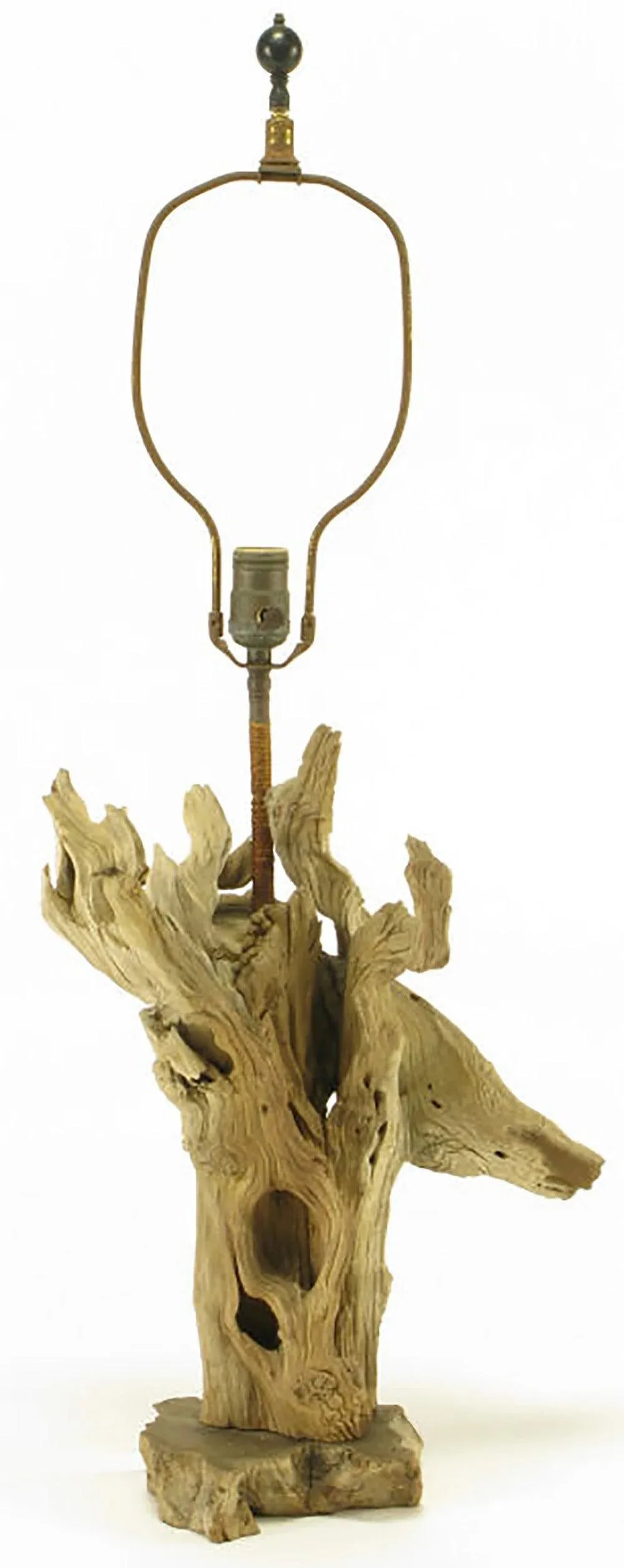 Driftwood Table Lamp With Live Edge Wood Base - 2