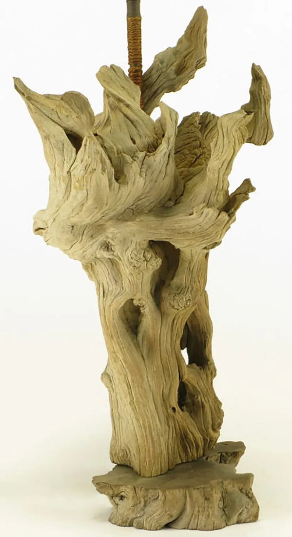 Driftwood Table Lamp With Live Edge Wood Base - 5