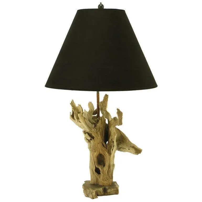 Driftwood Table Lamp With Live Edge Wood Base - 7