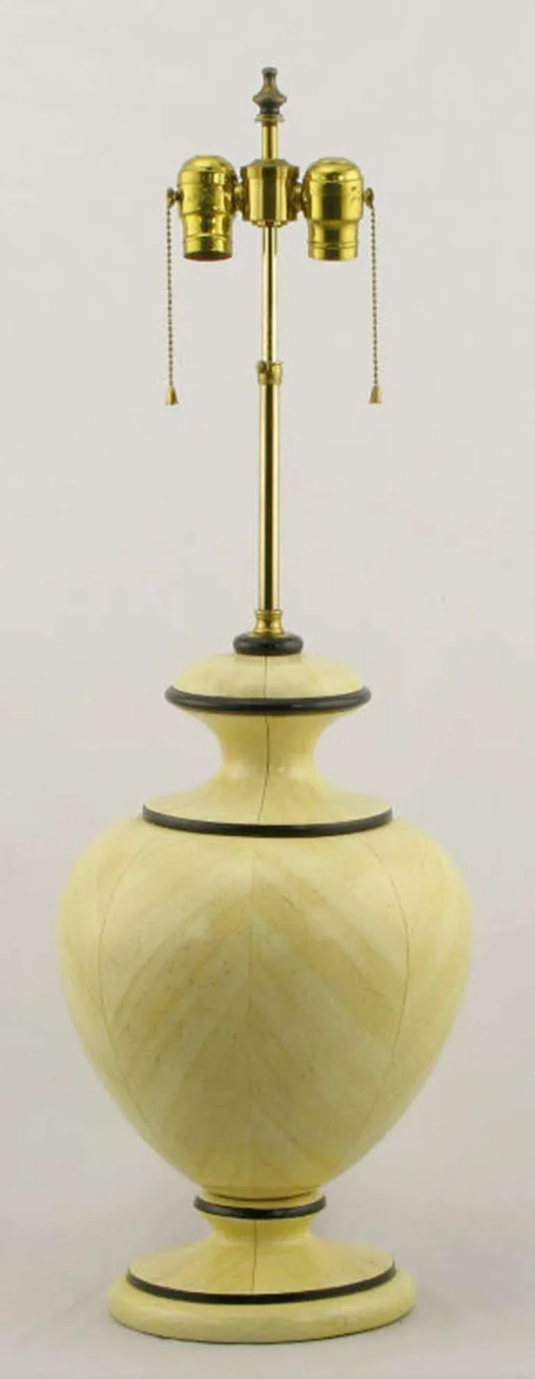 Trompe l'Oeil Travertine Urn Form Carved Wood Table Lamp - 2