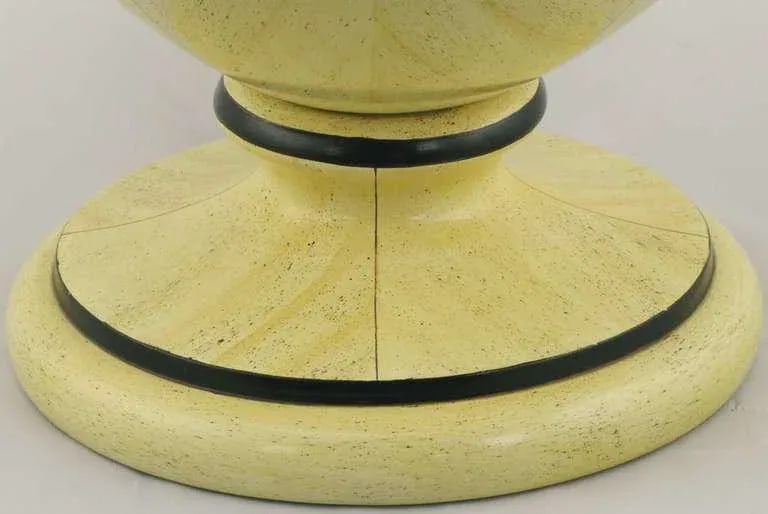 Trompe l'Oeil Travertine Urn Form Carved Wood Table Lamp - 5