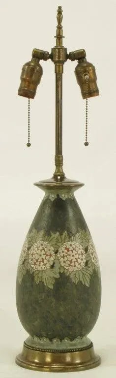 Hand Thrown Pottery Table Lamp With Hydrangea Decoration - 3