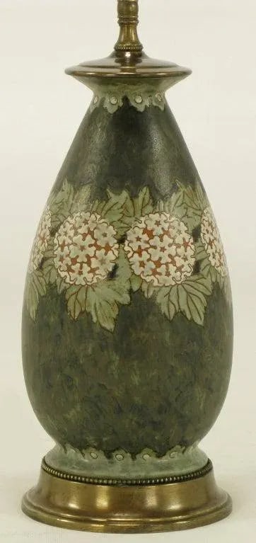 Hand Thrown Pottery Table Lamp With Hydrangea Decoration - 4