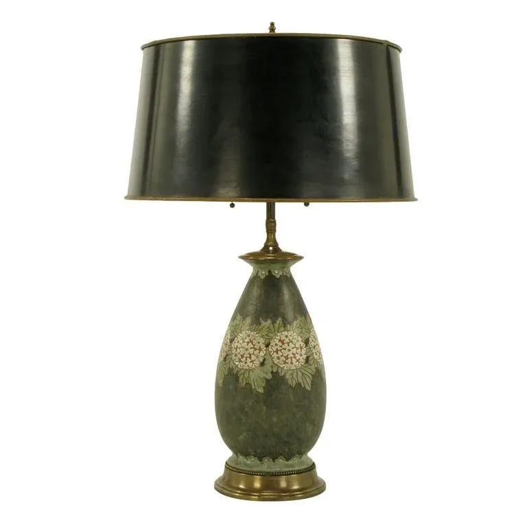 Hand Thrown Pottery Table Lamp With Hydrangea Decoration - 8