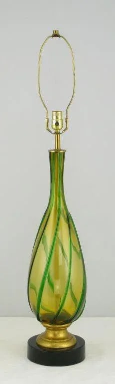 Italian Amber and Green Swirled Murano Glass Table Lamp - 2
