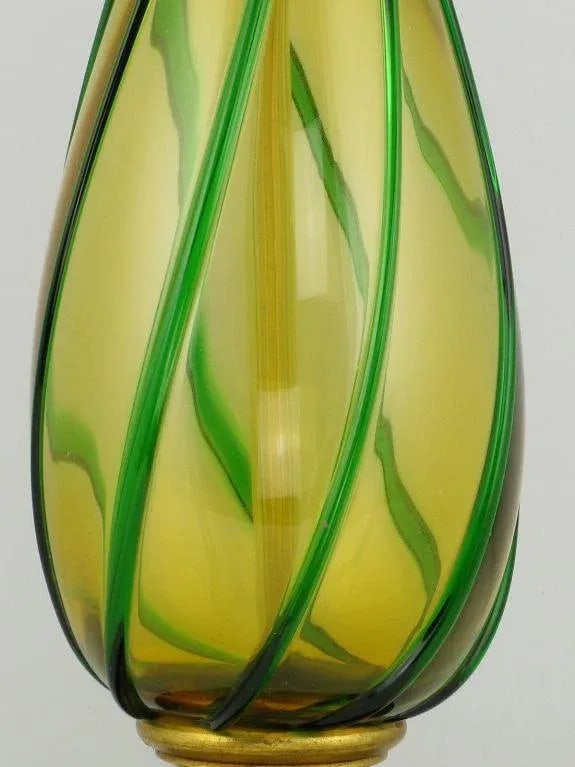 Italian Amber and Green Swirled Murano Glass Table Lamp - 4