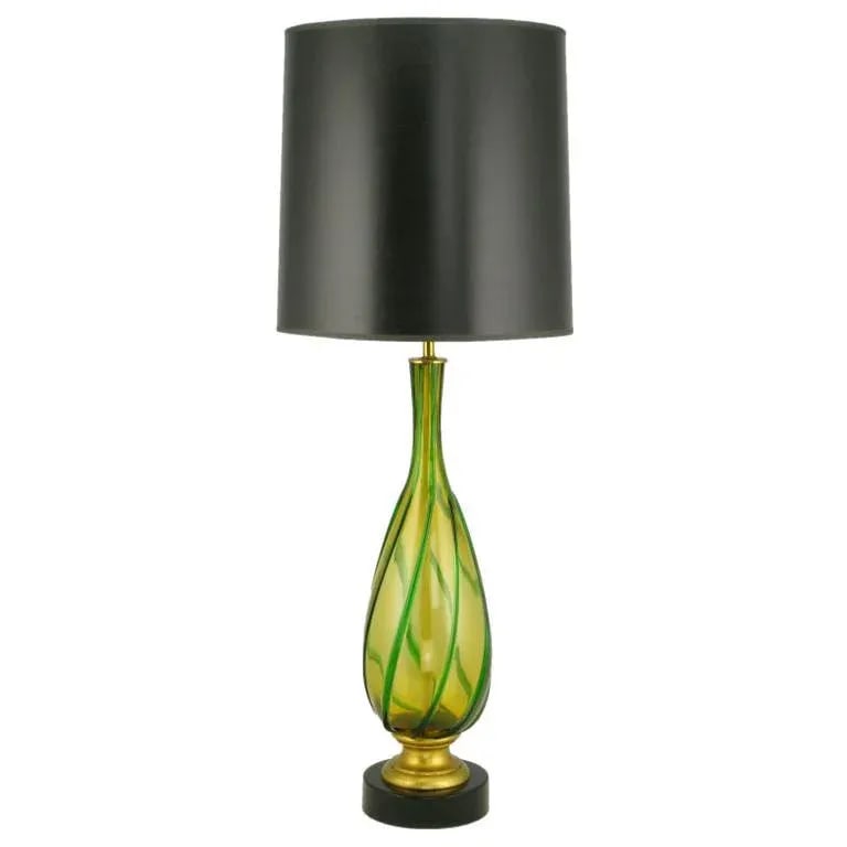 Italian Amber and Green Swirled Murano Glass Table Lamp - 6