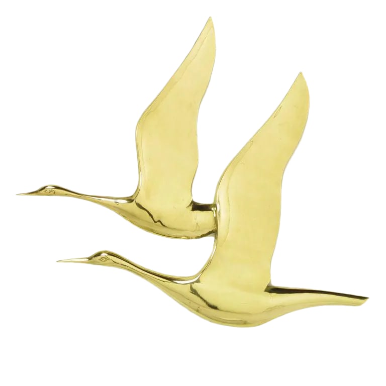 Hanging Solid Brass Relief of Two Herons in Flight (1 of 7)