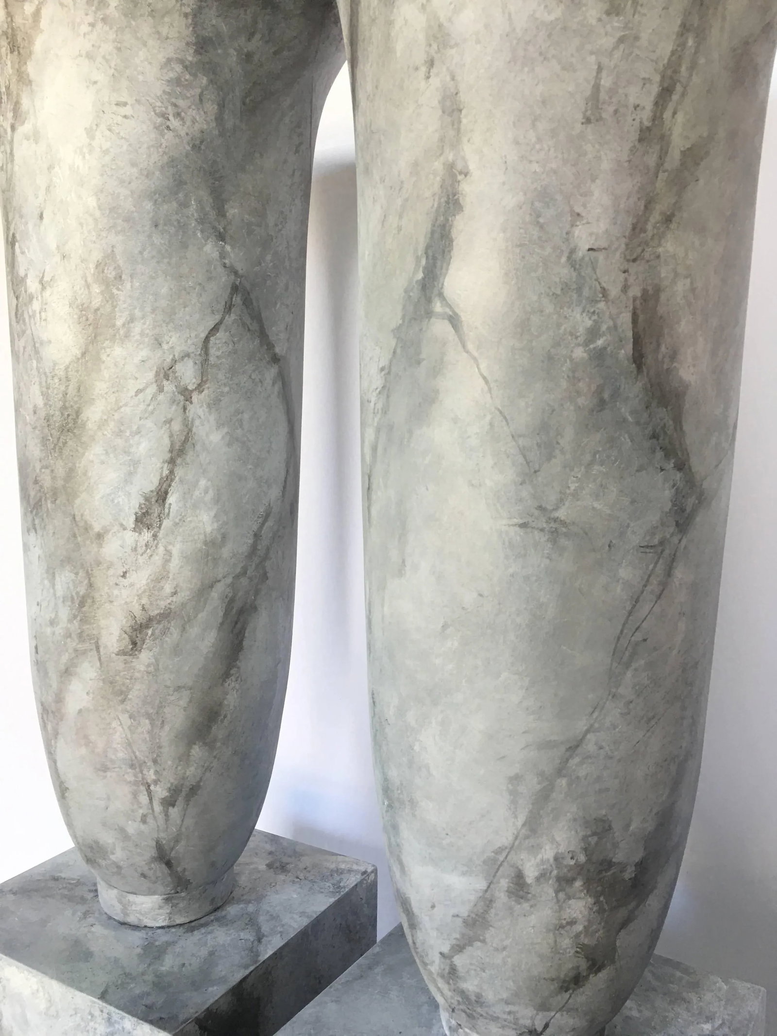 Grand Faux Marble Urn Vessels - a Pair - 5