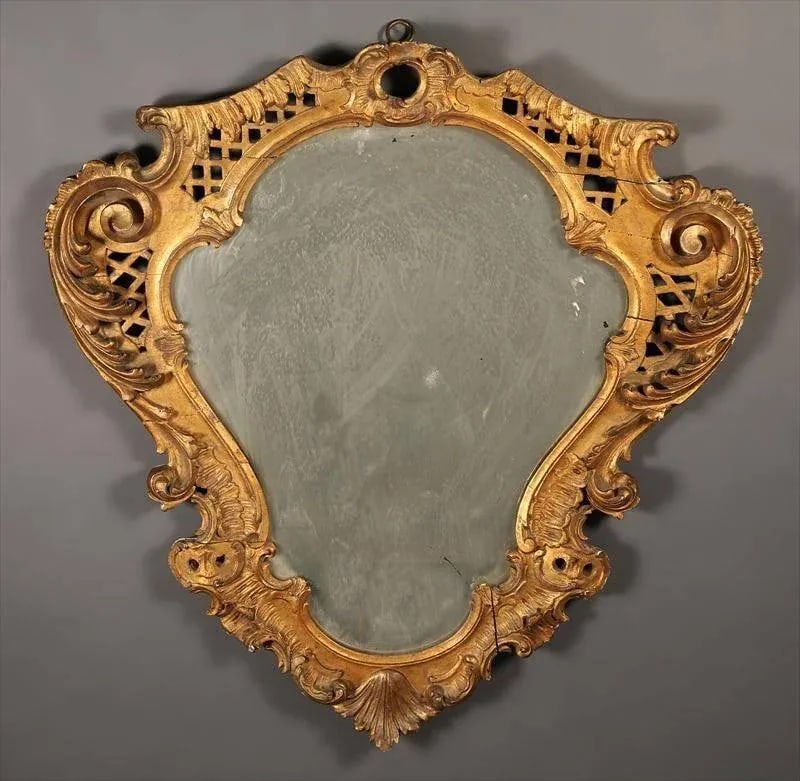French Rococo Style Giltwood Cartouche Form Mirror, Late 19th Century - 2
