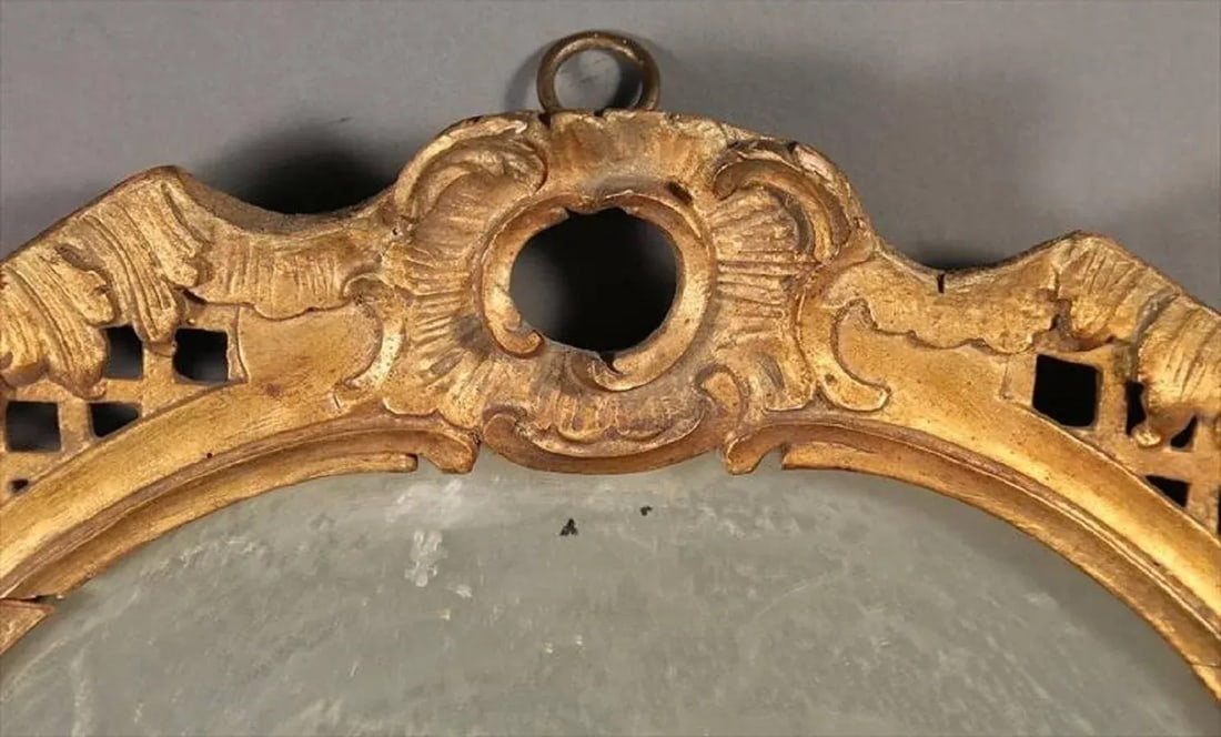 French Rococo Style Giltwood Cartouche Form Mirror, Late 19th Century - 3