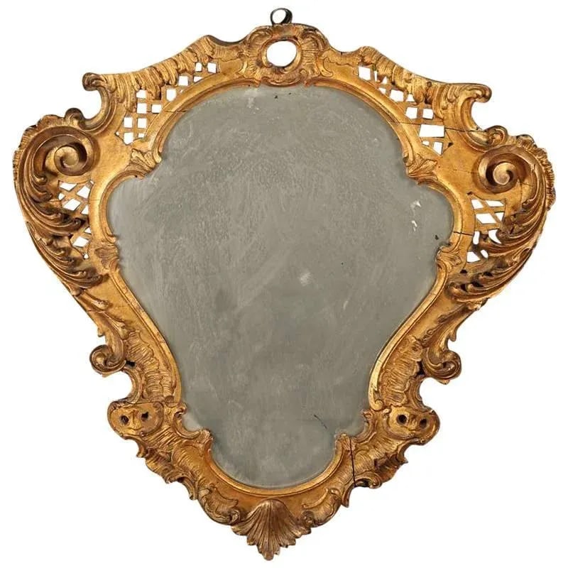 French Rococo Style Giltwood Cartouche Form Mirror, Late 19th Century - 4