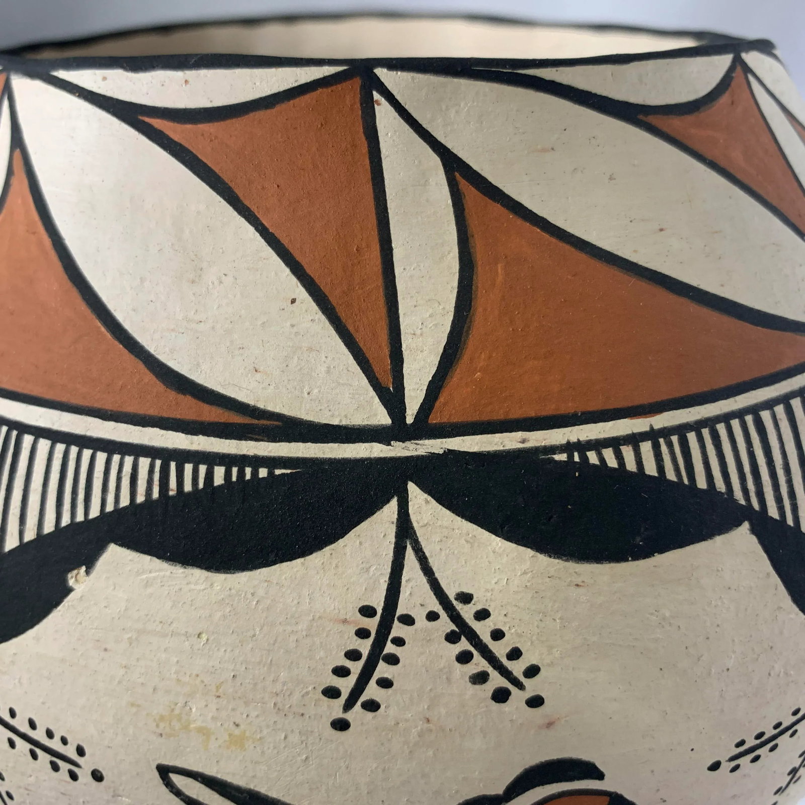 Southwestern Acoma Pueblo Polychrome Olla Parrot Signed Jar - 8
