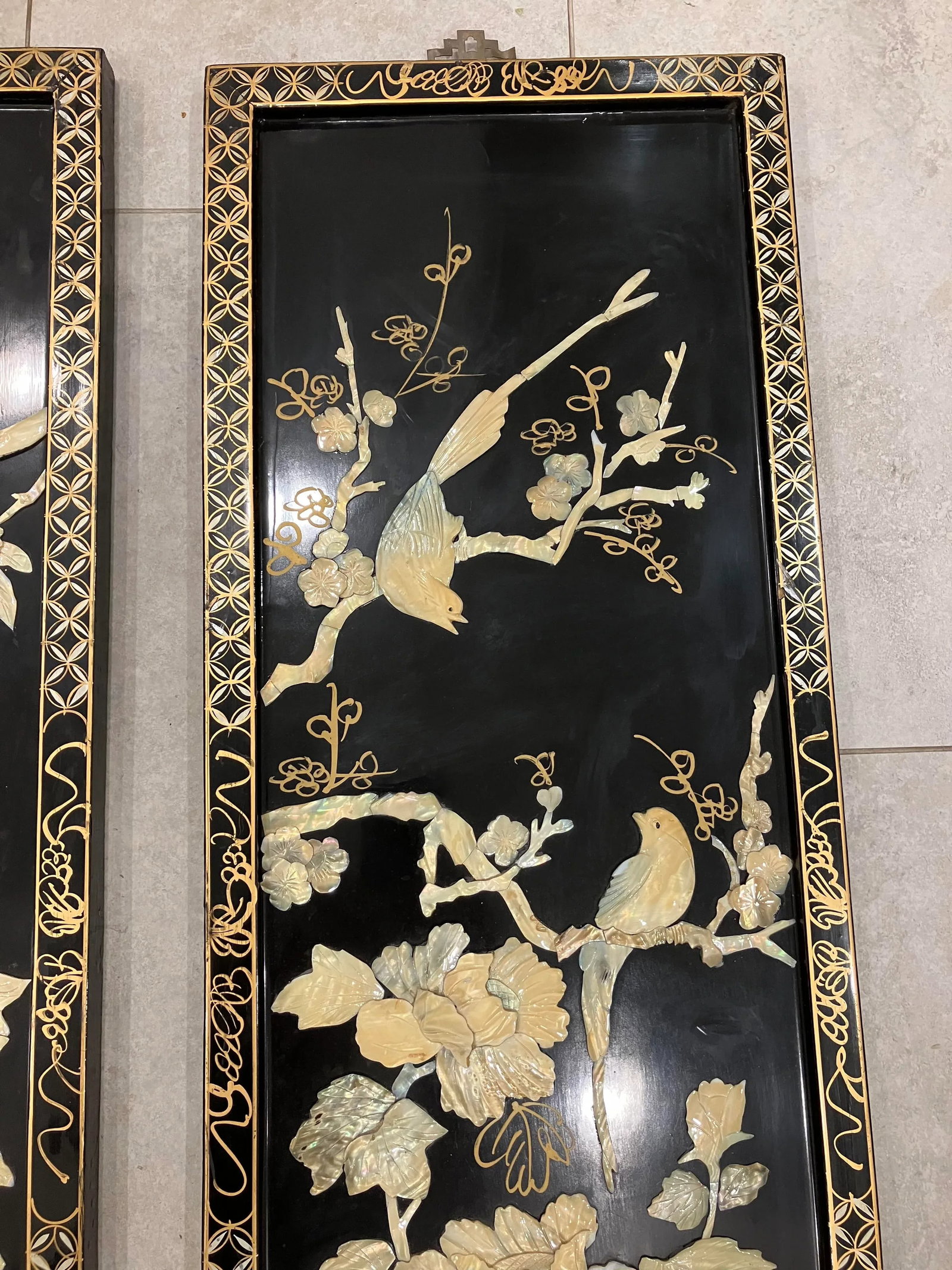 Pair of 1970s Chinese Mother of Pearl Inlay Panels - 2