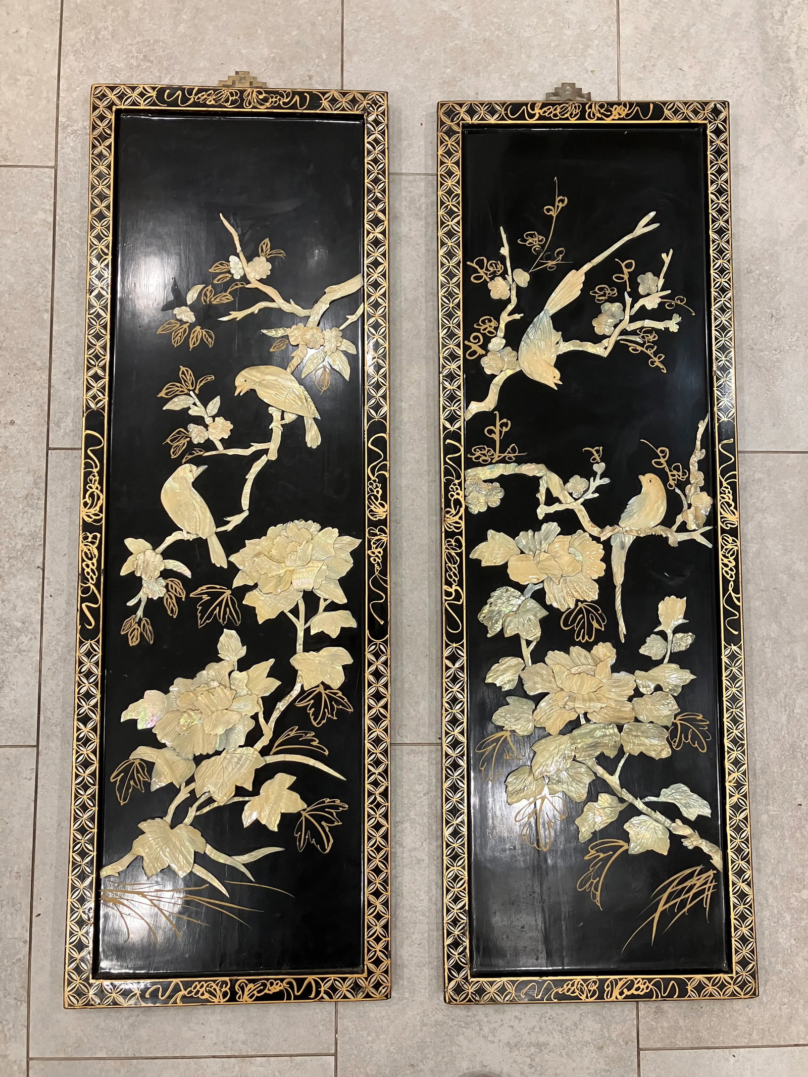 Pair of 1970s Chinese Mother of Pearl Inlay Panels - 8