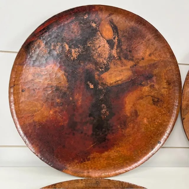 Late 20th Century Vintage Hammered Copper Charger Plates- Set of 8 - 2