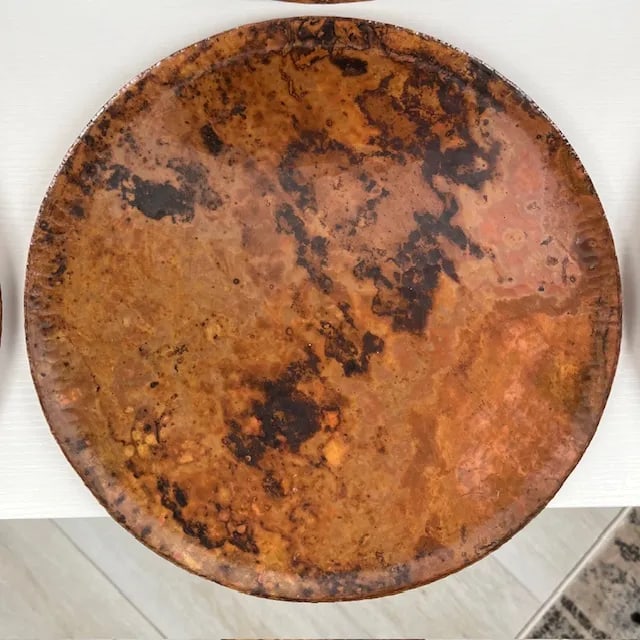 Late 20th Century Vintage Hammered Copper Charger Plates- Set of 8 - 4