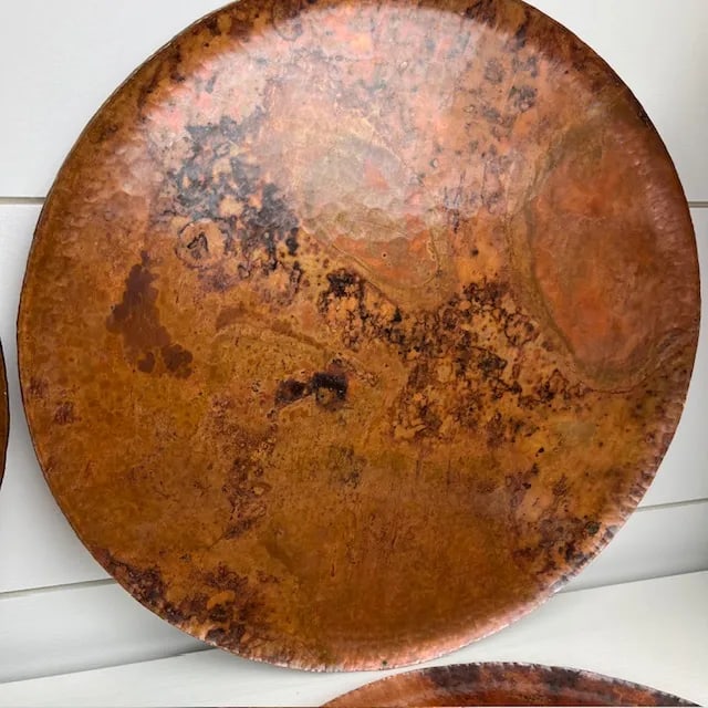 Late 20th Century Vintage Hammered Copper Charger Plates- Set of 8 - 5