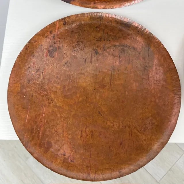 Late 20th Century Vintage Hammered Copper Charger Plates- Set of 8 - 6