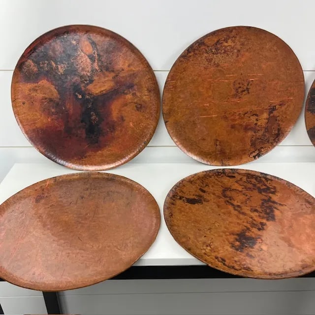 Late 20th Century Vintage Hammered Copper Charger Plates- Set of 8 - 8