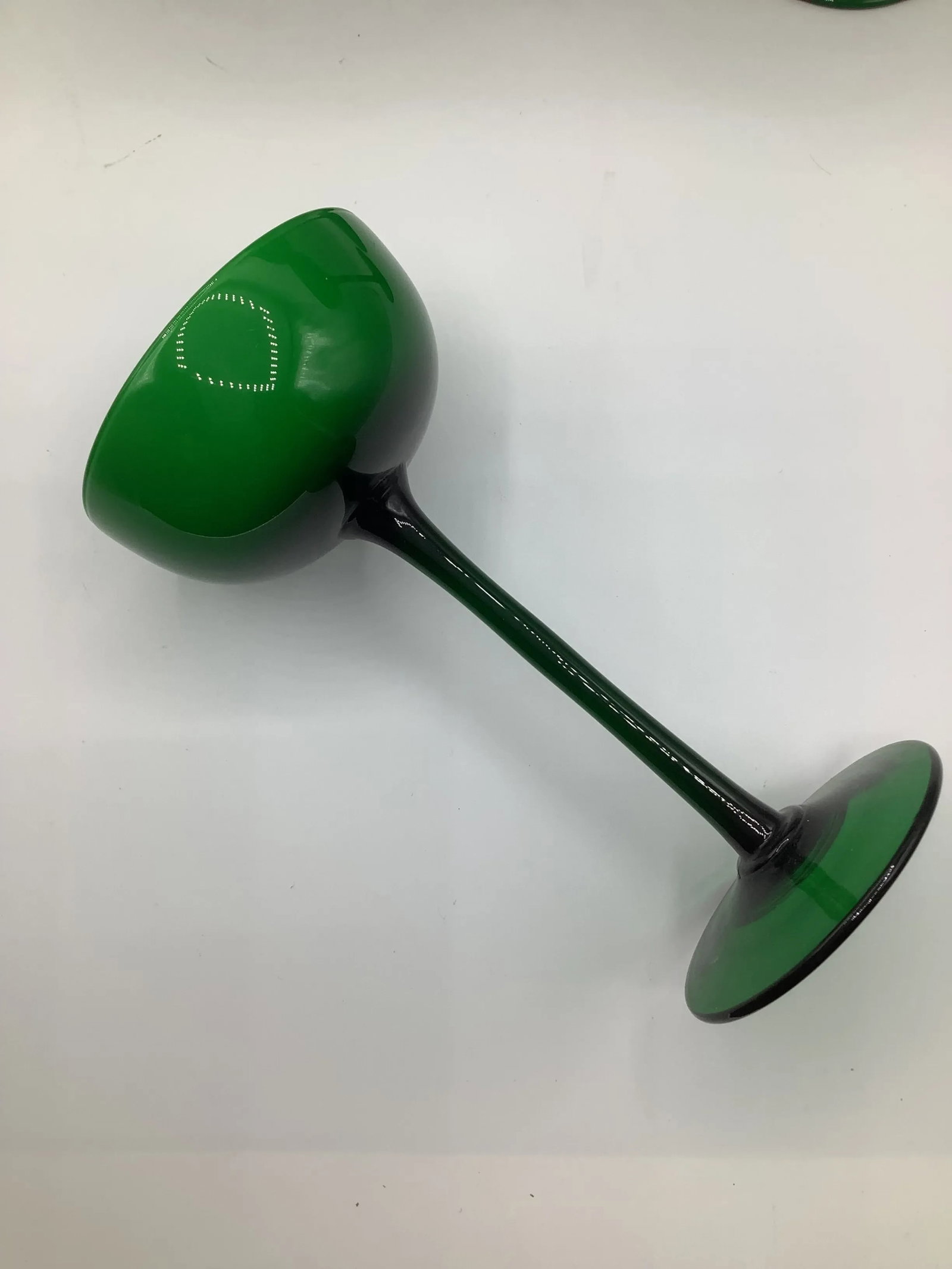 Vintage Carlo Moretti Italy Green White Cased Glass Tall Champagne Coupes - Set of 6 - 5
