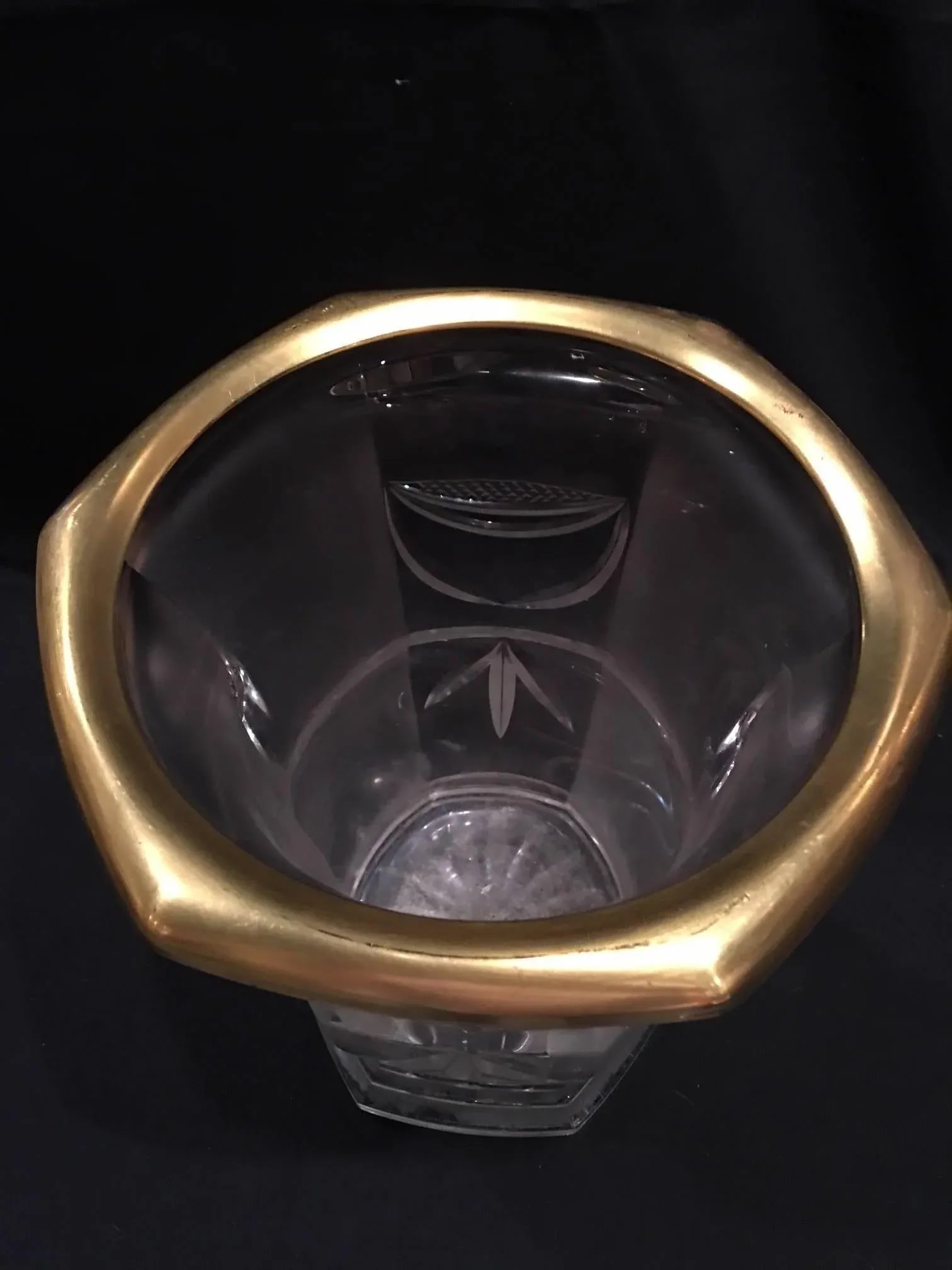 French Cut-Glass Vase or Ice Bucket With a Gilded Rim, Early 20th Century - 3