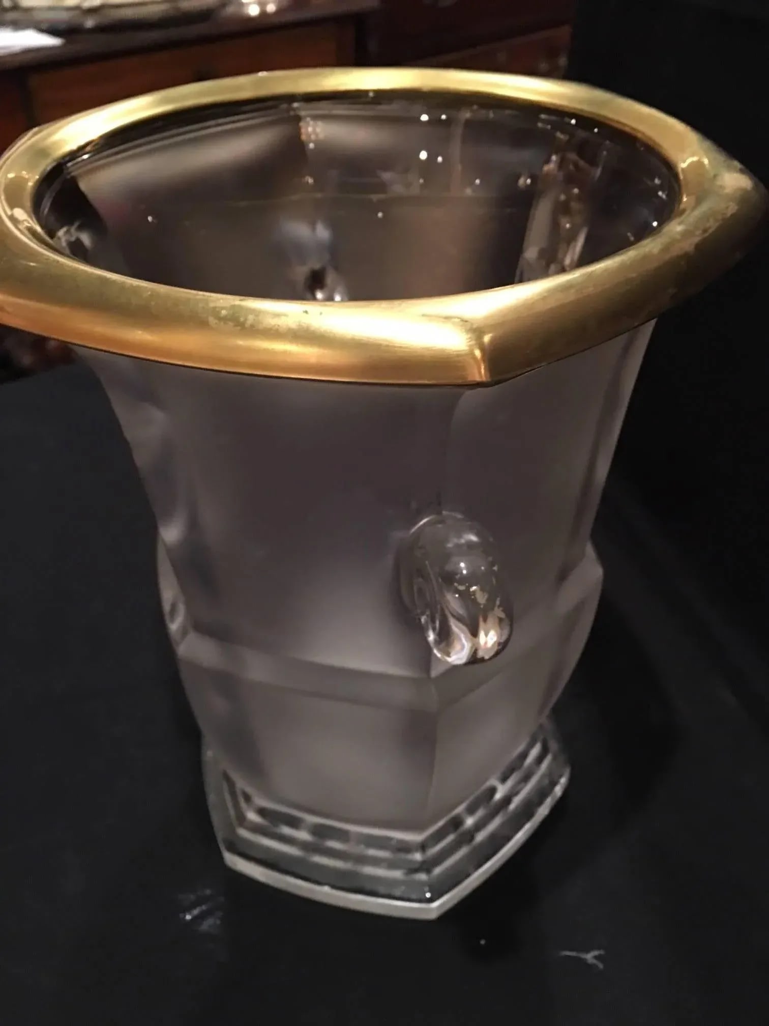 French Cut-Glass Vase or Ice Bucket With a Gilded Rim, Early 20th Century - 4