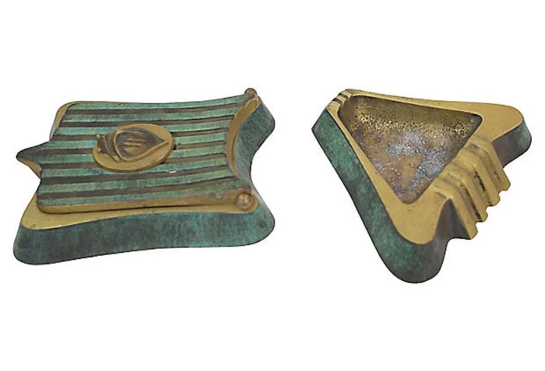 Mid-Century Dayagi Brass Box & Ashtray - a Set of 2 - 6