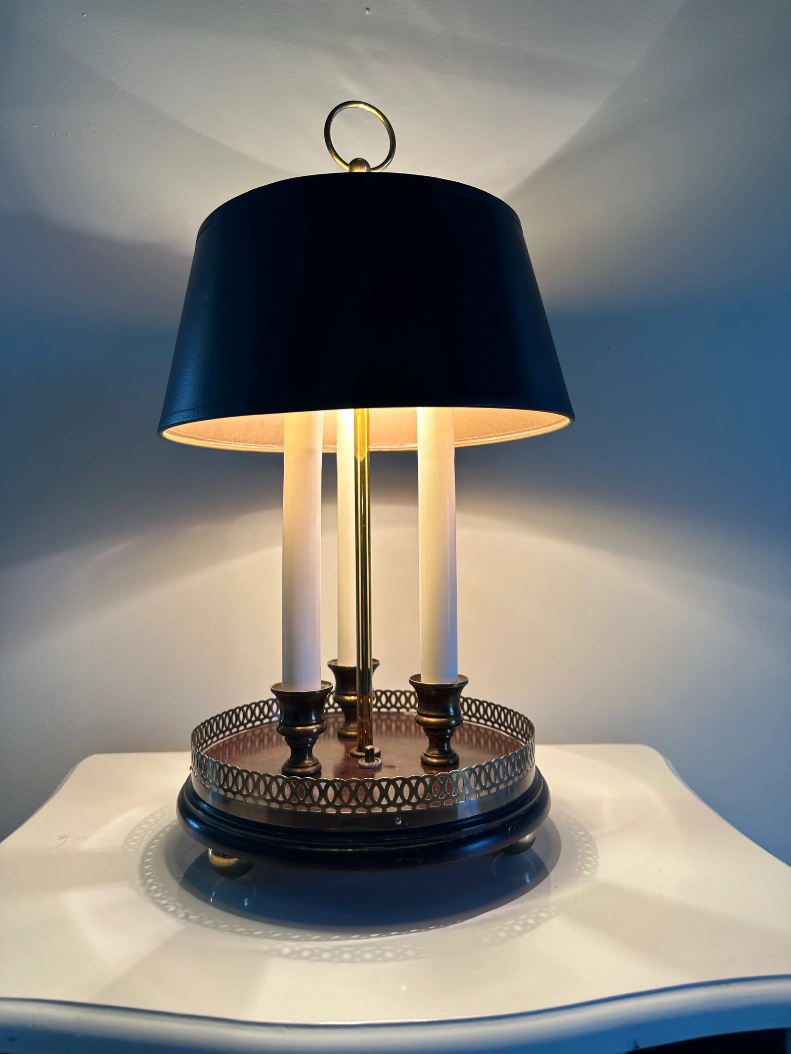 Vintage Knob Creek Bouillotte Three Candlestick Style Desk Lamp - 3