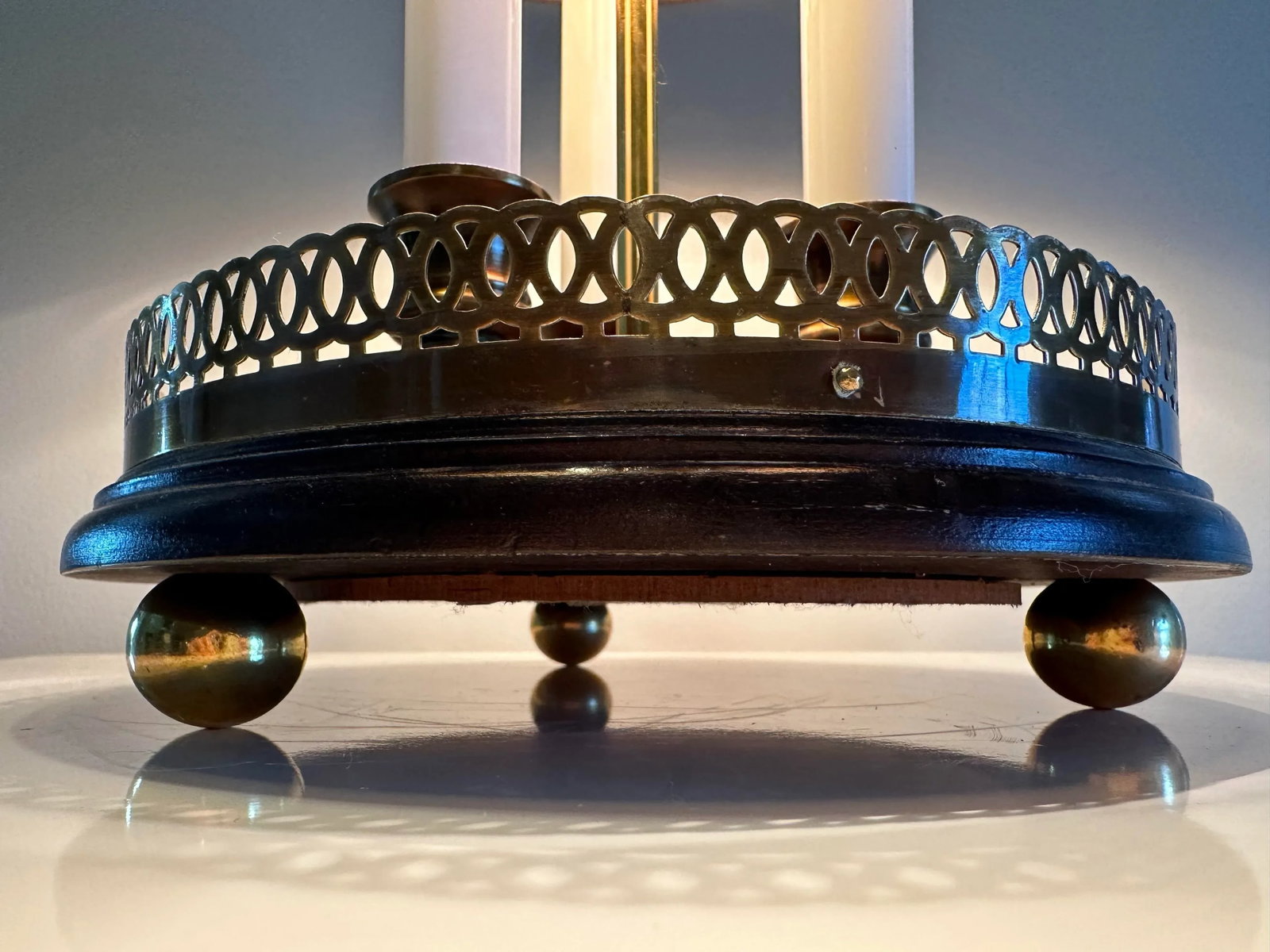Vintage Knob Creek Bouillotte Three Candlestick Style Desk Lamp - 6