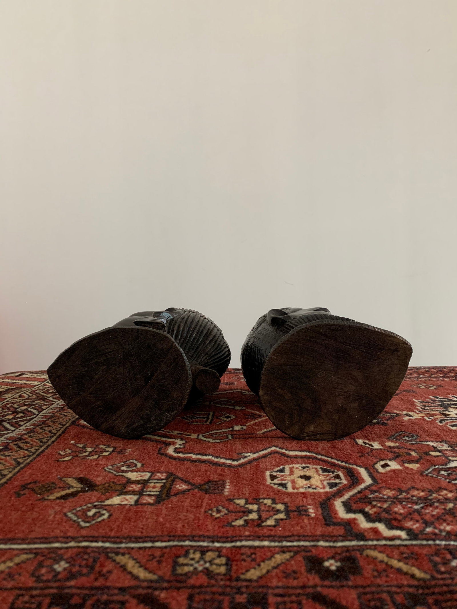Vintage Carved African Ebony Heads - a Pair - 3