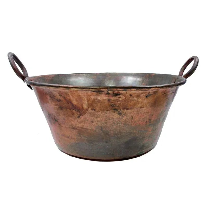 19th Century Antique Copper Cauldron With Handles - 2