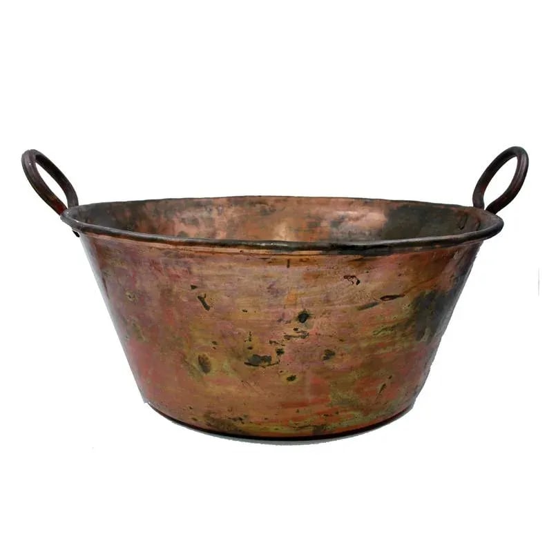 19th Century Antique Copper Cauldron With Handles - 3