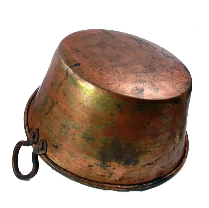 19th Century Antique Copper Cauldron With Handles - 4
