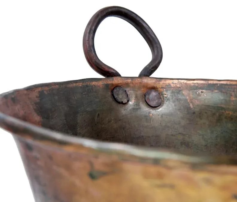 19th Century Antique Copper Cauldron With Handles - 5