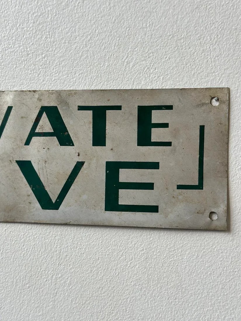 Vintage Art Deco "Private Drive" Sign, Circa 1930s/1940s - 7
