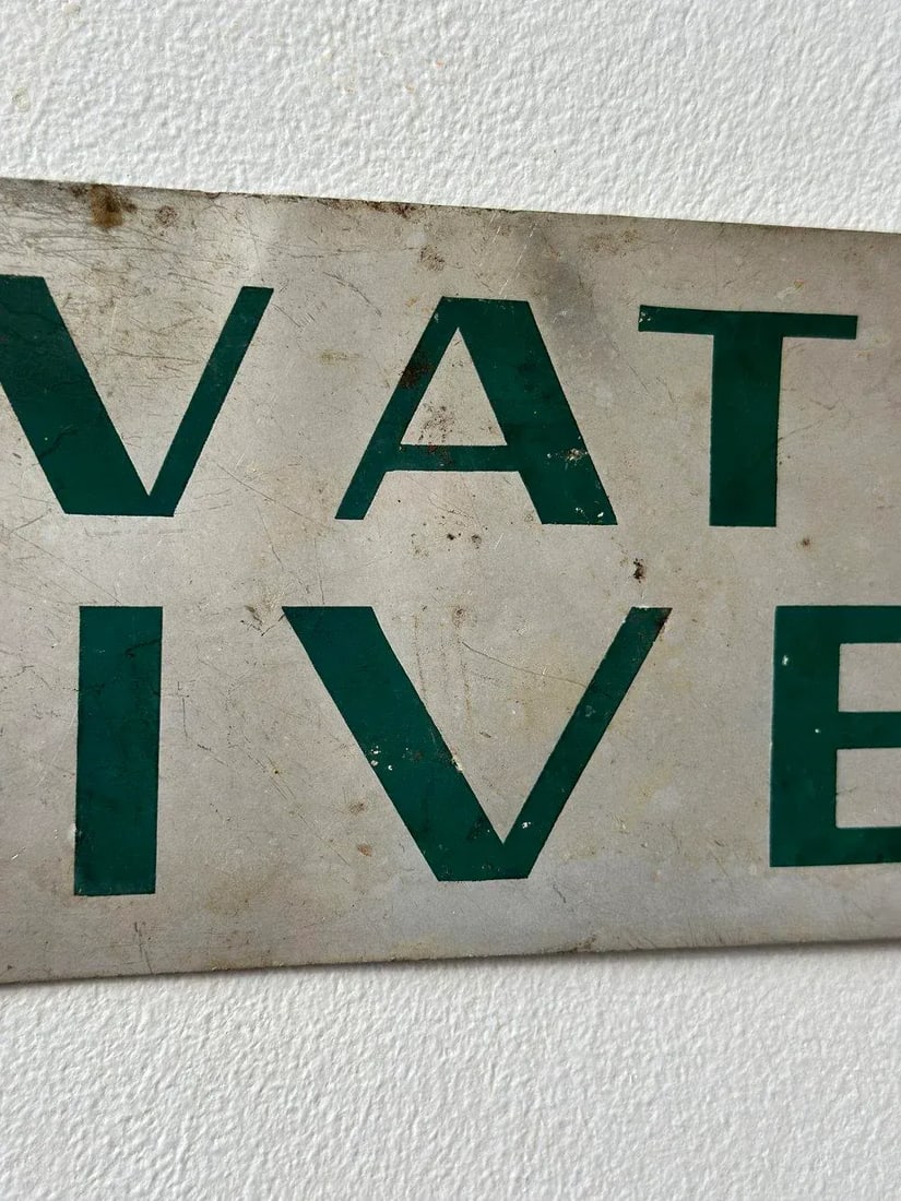 Vintage Art Deco "Private Drive" Sign, Circa 1930s/1940s - 8
