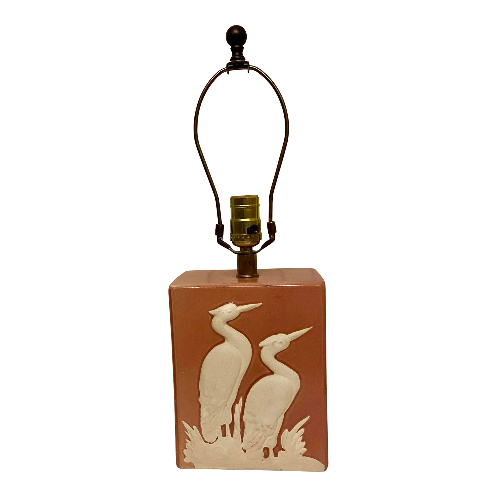 Vintage Mar-Kel Ceramic Lamp: This vintage lamp has an old Florida boho vibe. I love the striking contrast of the matte white birds against the pinky coral background. The color in the pictures is darker than the true color. It