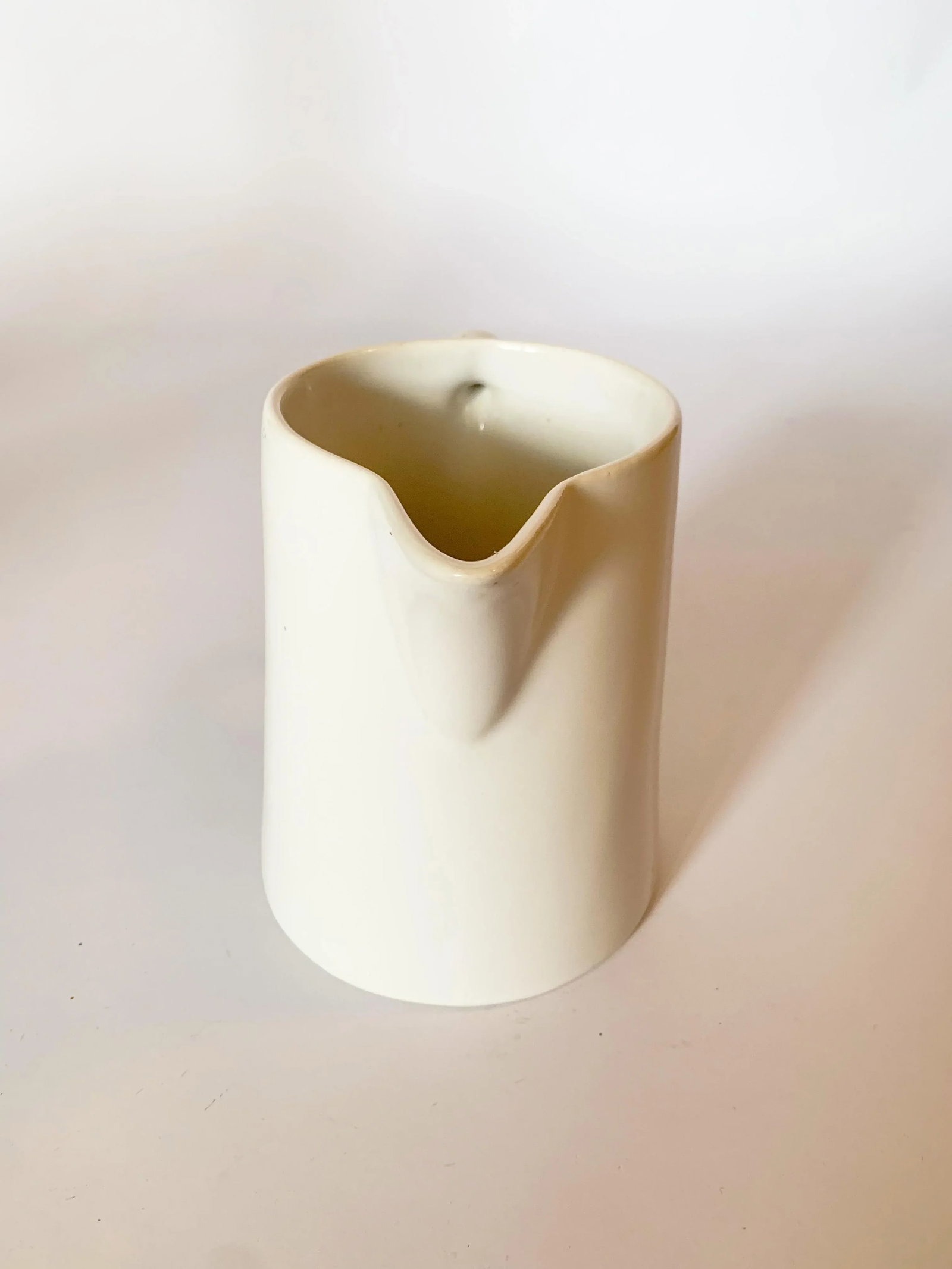 Vintage French White Glazed Stoneware Pitcher Milk Jug - 2
