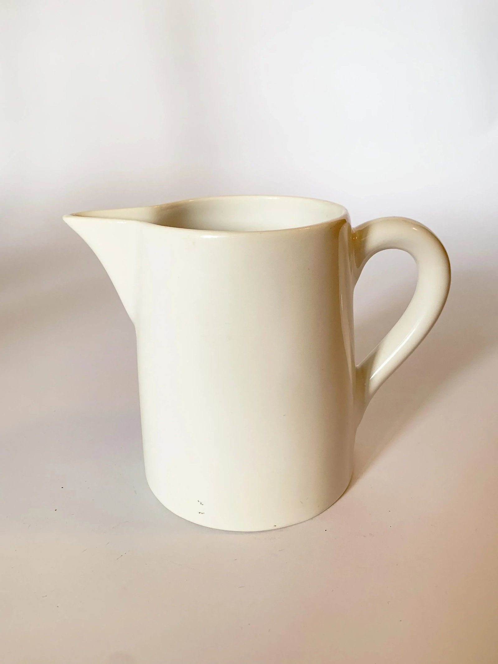Vintage French White Glazed Stoneware Pitcher Milk Jug - 3