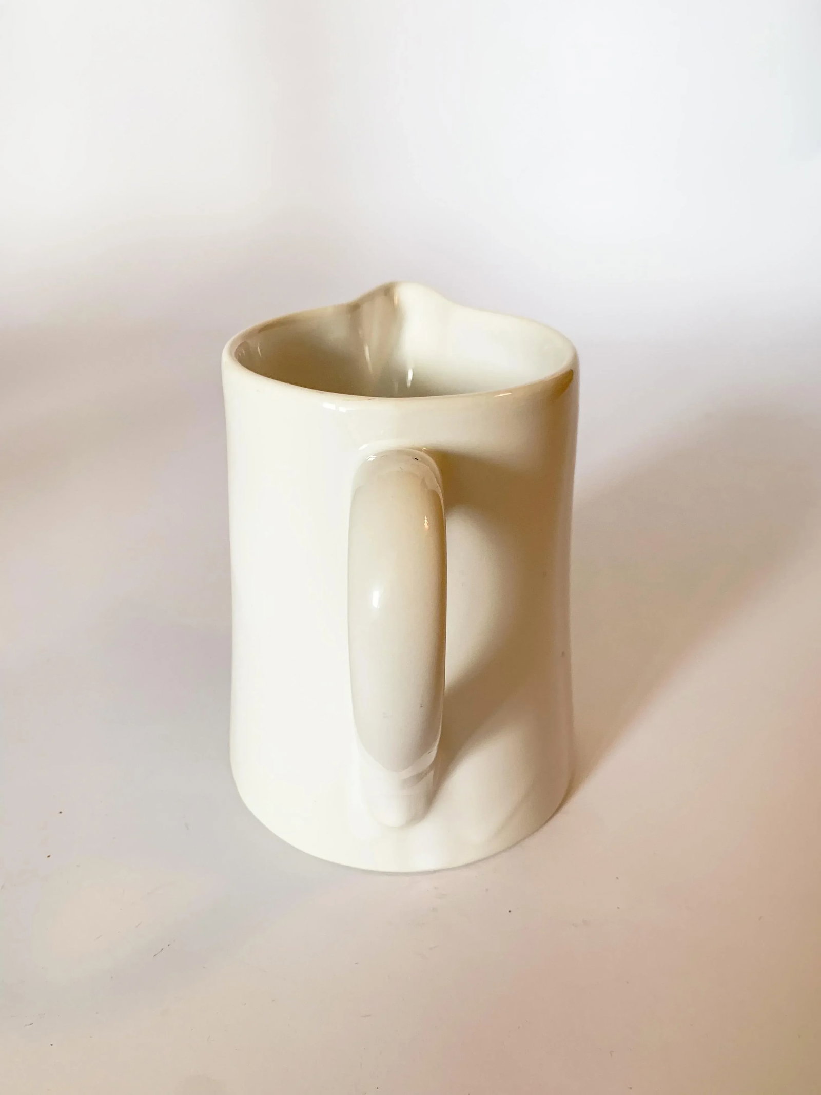Vintage French White Glazed Stoneware Pitcher Milk Jug - 4