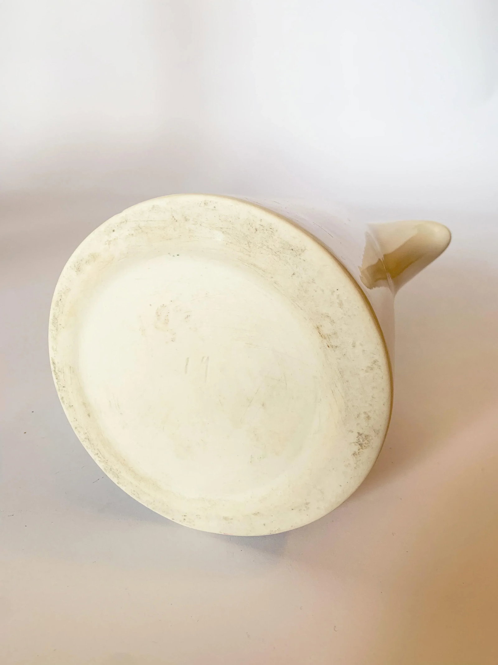 Vintage French White Glazed Stoneware Pitcher Milk Jug - 7