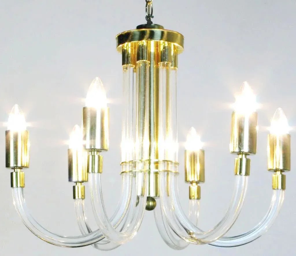 Peter Hamburger Brass and Acrylic Six-Arm Chandelier - 2