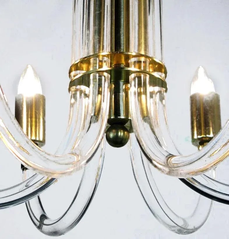 Peter Hamburger Brass and Acrylic Six-Arm Chandelier - 4