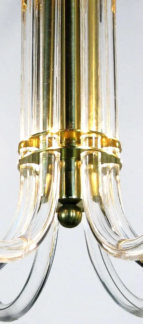 Peter Hamburger Brass and Acrylic Six-Arm Chandelier - 5