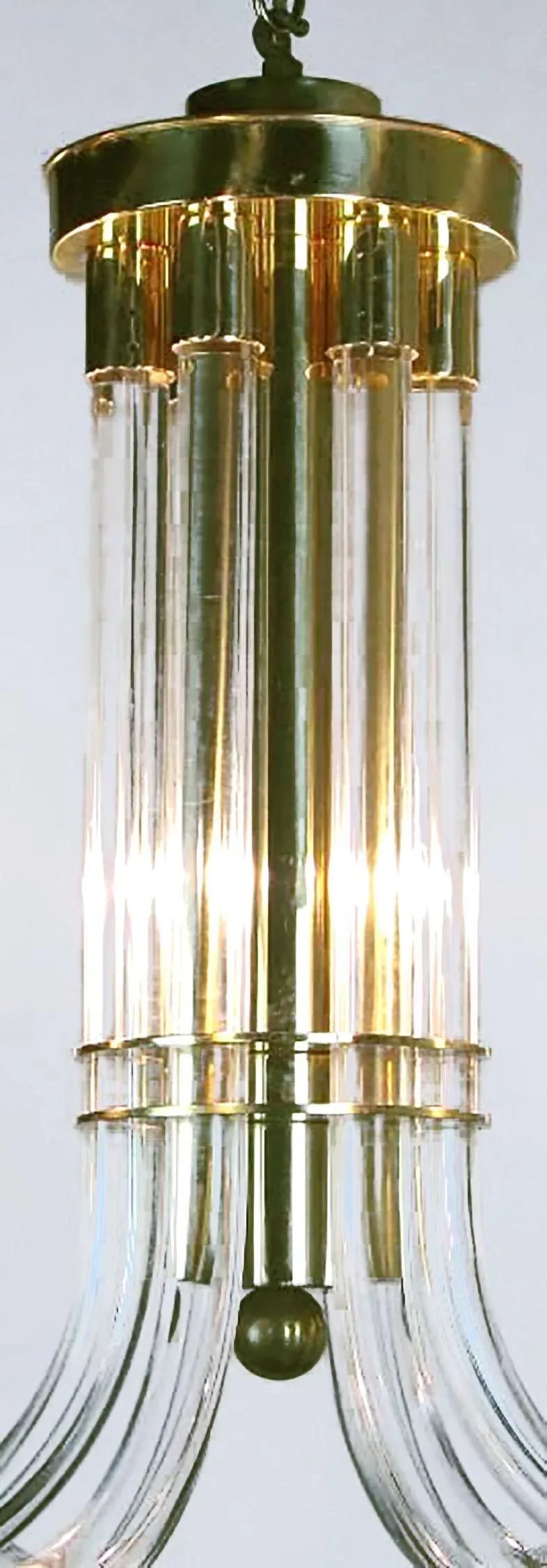 Peter Hamburger Brass and Acrylic Six-Arm Chandelier - 6
